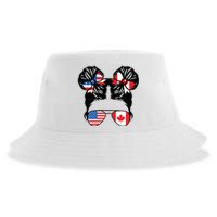 Half American Half Canadian Girl USA Canada Flag Patriot Sustainable Bucket Hat