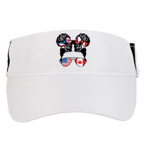 Half American Half Canadian Girl USA Canada Flag Patriot Adult Drive Performance Visor