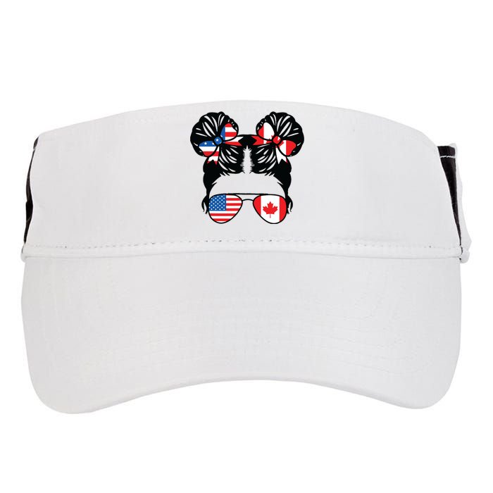 Half American Half Canadian Girl USA Canada Flag Patriot Adult Drive Performance Visor