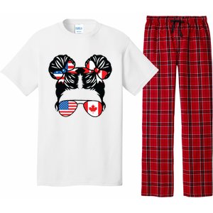 Half American Half Canadian Girl USA Canada Flag Patriot Pajama Set