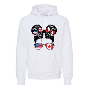 Half American Half Canadian Girl USA Canada Flag Patriot Premium Hoodie