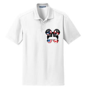 Half American Half Canadian Girl USA Canada Flag Patriot Dry Zone Grid Polo