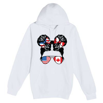 Half American Half Canadian Girl USA Canada Flag Patriot Premium Pullover Hoodie