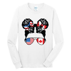 Half American Half Canadian Girl USA Canada Flag Patriot Tall Long Sleeve T-Shirt