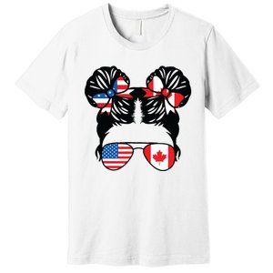 Half American Half Canadian Girl USA Canada Flag Patriot Premium T-Shirt