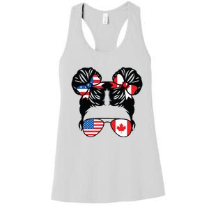 Half American Half Canadian Girl USA Canada Flag Patriot Women's Racerback Tank