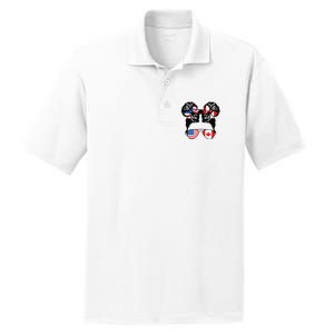 Half American Half Canadian Girl USA Canada Flag Patriot PosiCharge RacerMesh Polo