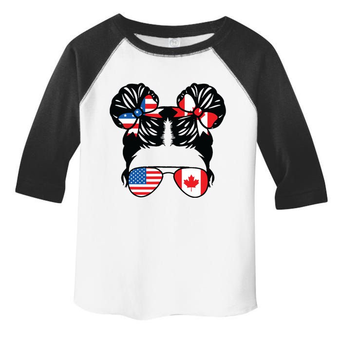 Half American Half Canadian Girl USA Canada Flag Patriot Toddler Fine Jersey T-Shirt