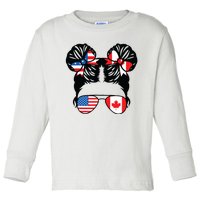 Half American Half Canadian Girl USA Canada Flag Patriot Toddler Long Sleeve Shirt