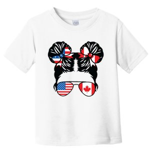 Half American Half Canadian Girl USA Canada Flag Patriot Toddler T-Shirt