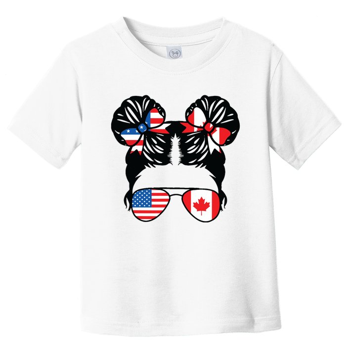 Half American Half Canadian Girl USA Canada Flag Patriot Toddler T-Shirt