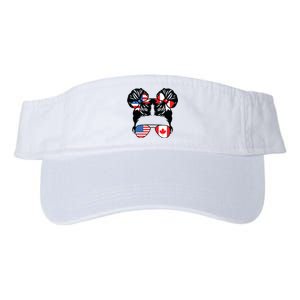 Half American Half Canadian Girl USA Canada Flag Patriot Valucap Bio-Washed Visor