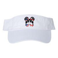 Half American Half Canadian Girl USA Canada Flag Patriot Valucap Bio-Washed Visor