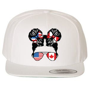 Half American Half Canadian Girl USA Canada Flag Patriot Wool Snapback Cap