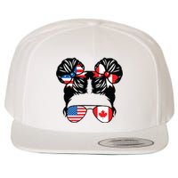 Half American Half Canadian Girl USA Canada Flag Patriot Wool Snapback Cap