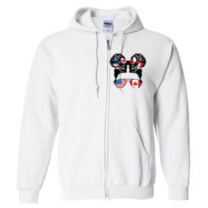 Half American Half Canadian Girl USA Canada Flag Patriot Full Zip Hoodie