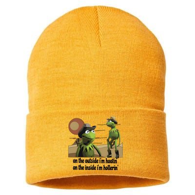 Hootin And Hollerin Funny Puppet Sustainable Knit Beanie