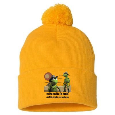 Hootin And Hollerin Funny Puppet Pom Pom 12in Knit Beanie