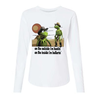 Hootin And Hollerin Funny Puppet Womens Cotton Relaxed Long Sleeve T-Shirt