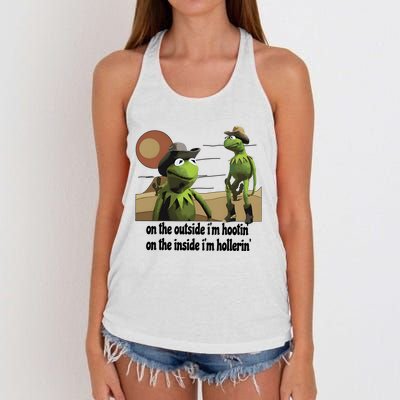 Hootin And Hollerin Funny Puppet Women's Knotted Racerback Tank