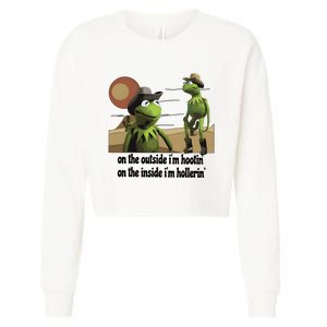 Hootin And Hollerin Funny Puppet Cropped Pullover Crew