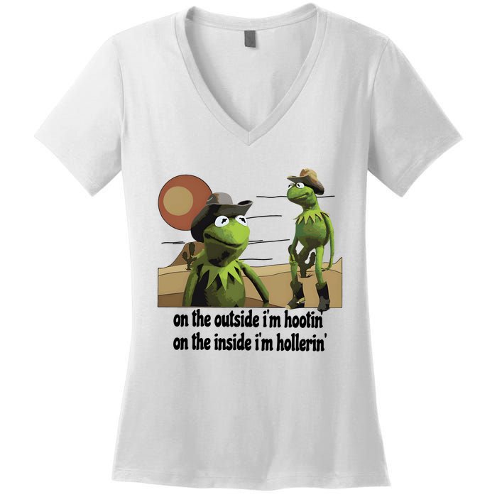 Hootin And Hollerin Funny Puppet Women's V-Neck T-Shirt