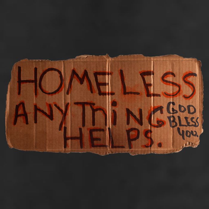 Homeless Anything Helps Funny Cardboard Sign Joke Costume Cool Comfort Performance Bucket Hat