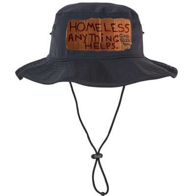 Homeless Anything Helps Funny Cardboard Sign Joke Costume Bucket Hat