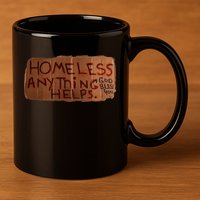 Homeless Anything Helps Funny Cardboard Sign Joke Costume 11oz C Handle Ceramic Mug