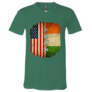 Half American Half Irish USA Ireland Flag V-Neck T-Shirt