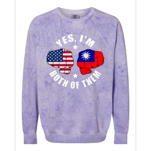 Half American Half Taiwanese Flag Yes IM Both Of Them Colorblast Crewneck Sweatshirt