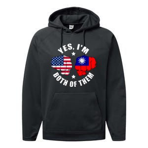 Half American Half Taiwanese Flag Yes IM Both Of Them Performance Fleece Hoodie