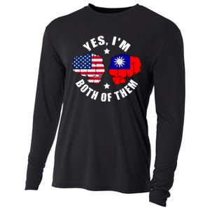 Half American Half Taiwanese Flag Yes IM Both Of Them Cooling Performance Long Sleeve Crew