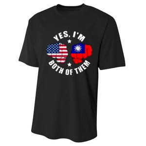 Half American Half Taiwanese Flag Yes IM Both Of Them Performance Sprint T-Shirt