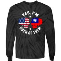 Half American Half Taiwanese Flag Yes IM Both Of Them Tie-Dye Long Sleeve Shirt