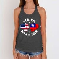 Half American Half Taiwanese Flag Yes IM Both Of Them Women's Knotted Racerback Tank