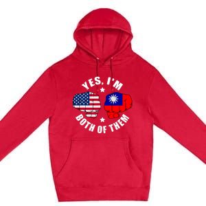 Half American Half Taiwanese Flag Yes IM Both Of Them Premium Pullover Hoodie