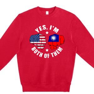 Half American Half Taiwanese Flag Yes IM Both Of Them Premium Crewneck Sweatshirt