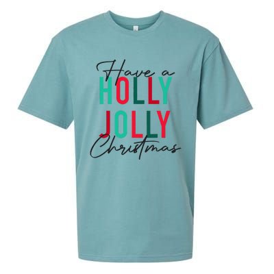 Have A Holly Xmas Jolly Christmas Rainbow Sueded Cloud Jersey T-Shirt