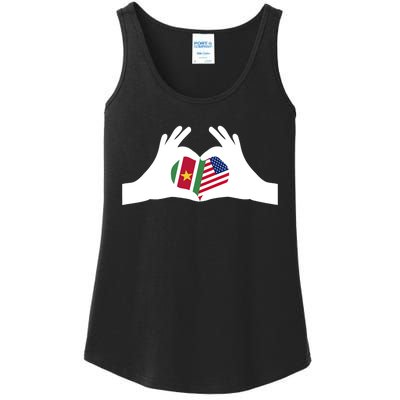 Half American Half Surinamese Suriname Heritage USA DNA Flag Ladies Essential Tank