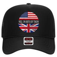 Half American Half British Usa Flag United Kingdom Heritage High Crown Mesh Back Trucker Hat