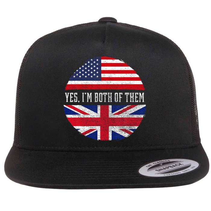 Half American Half British Usa Flag United Kingdom Heritage Flat Bill Trucker Hat