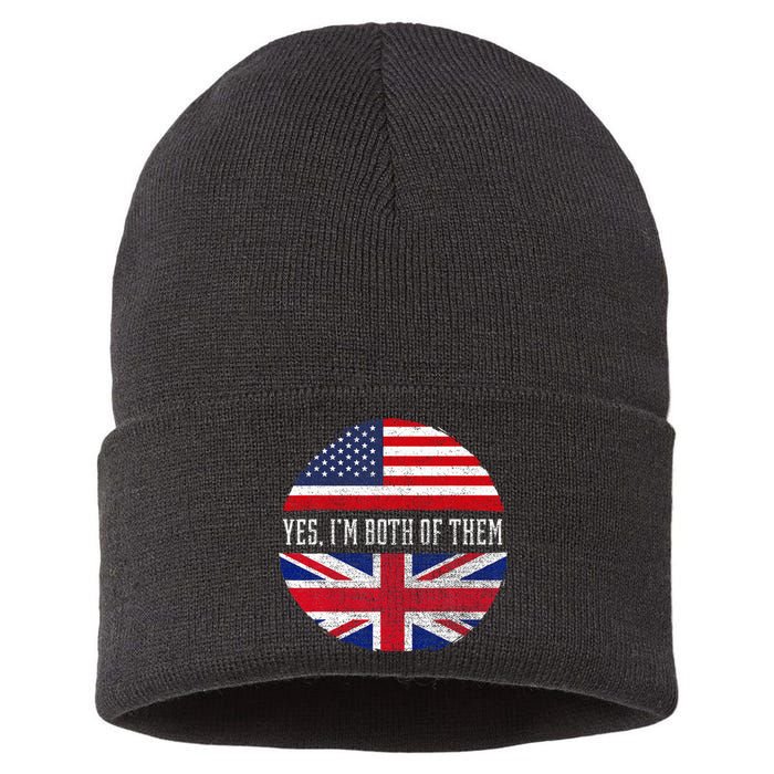 Half American Half British Usa Flag United Kingdom Heritage Sustainable Knit Beanie