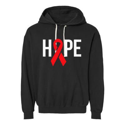 Hope Aids Hiv Red Ribbon Awareness Gift World Aids Day Garment-Dyed Fleece Hoodie