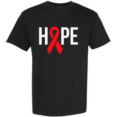 Hope Aids Hiv Red Ribbon Awareness Gift World Aids Day Garment-Dyed Heavyweight T-Shirt