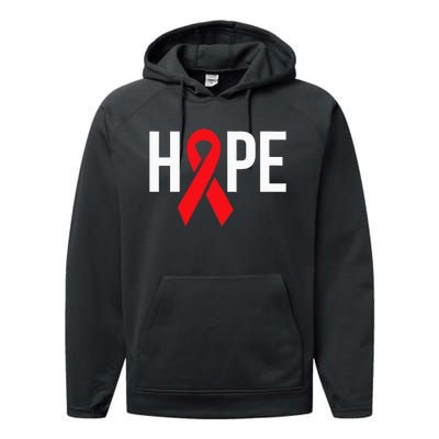 Hope Aids Hiv Red Ribbon Awareness Gift World Aids Day Performance Fleece Hoodie