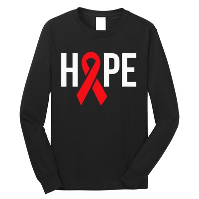 Hope Aids Hiv Red Ribbon Awareness Gift World Aids Day Long Sleeve Shirt