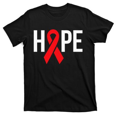 Hope Aids Hiv Red Ribbon Awareness Gift World Aids Day T-Shirt