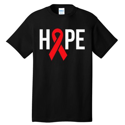 Hope Aids Hiv Red Ribbon Awareness Gift World Aids Day Tall T-Shirt