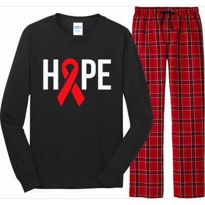 Hope Aids Hiv Red Ribbon Awareness Gift World Aids Day Long Sleeve Pajama Set